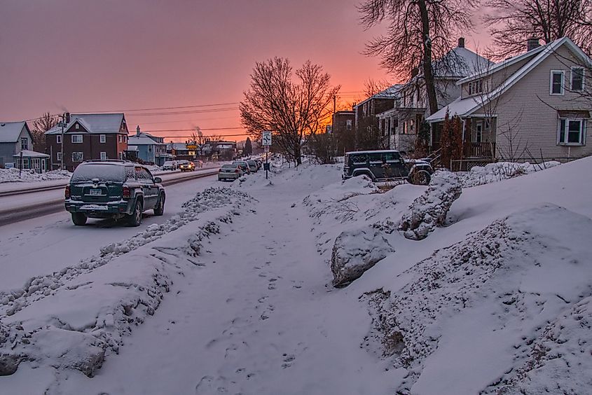 A winter sunset in Duluth, Minnesota.