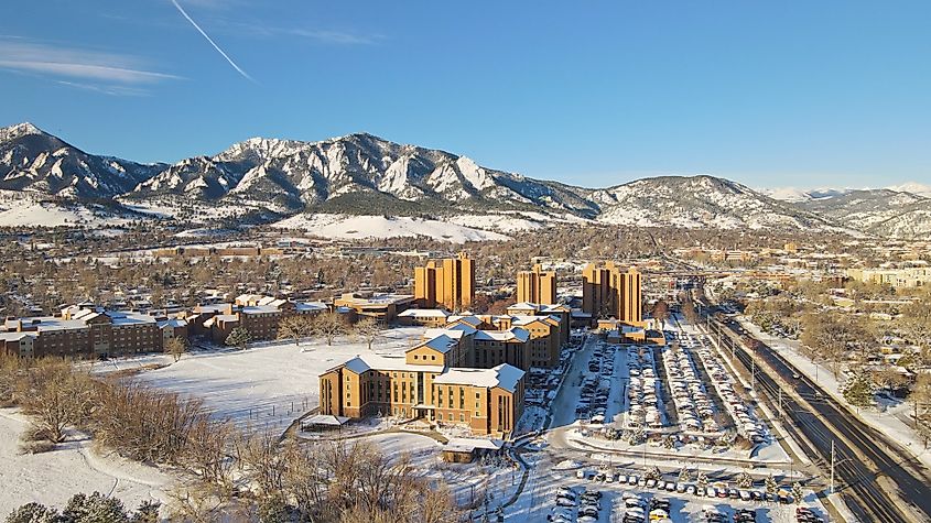 The Flatiron Mountains behind Boulder, Colorado.