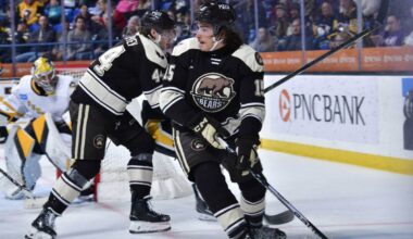 Sonny Milano and Andrew Cristall score, Ryan Chesley records game-winner in Hershey Bears’ 4-2 victory over Wilkes-Barre/Scranton Penguins