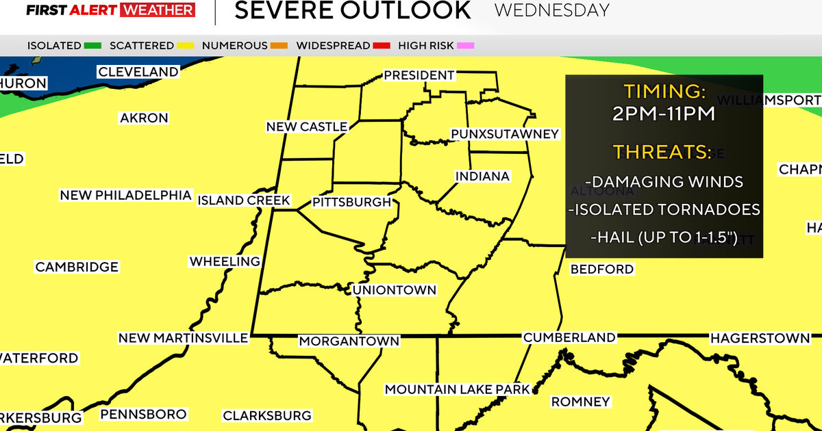 The Pittsburgh area is at a slight risk for severe weather, thunderstorms, or an isolated tornado today