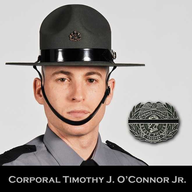 A Pennsylvania State Police trooper was shot and killed Sunday night during a traffic stop in Chester County.

The trooper has been identified as Corporal Timothy O'Connor, a 15-year veteran. He leaves behind a wife and young daughter.