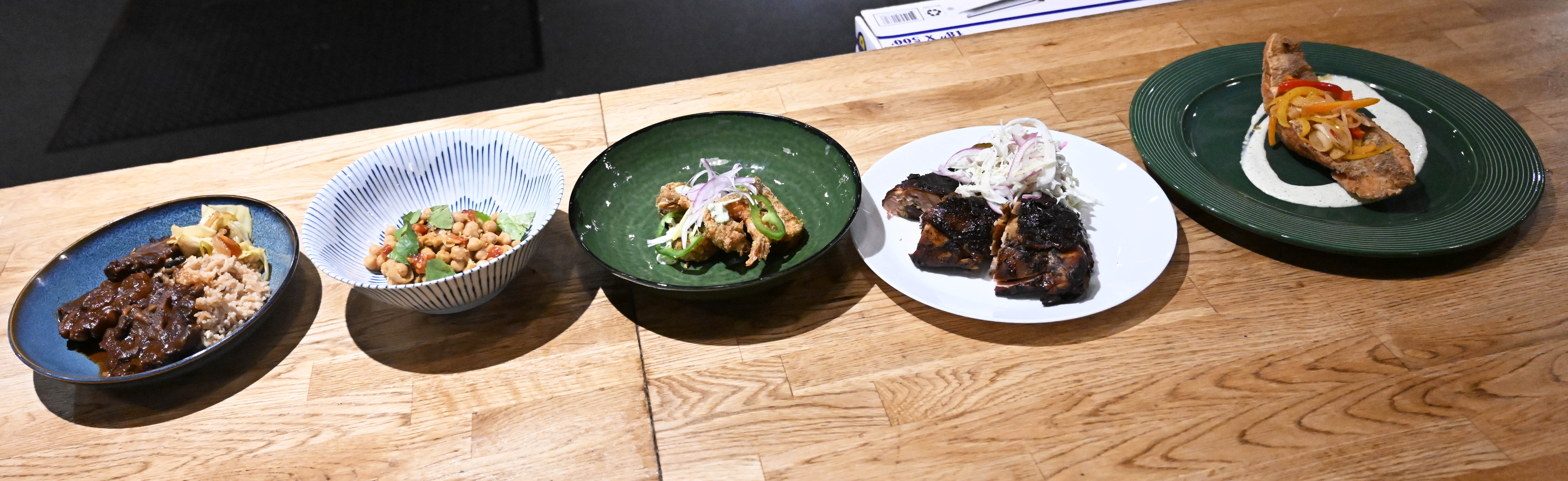 A sample of dishes on the menu sit on display...