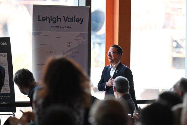Gov. Josh Shapiro speaks during Lehigh Valley Economic Development Corp.'s annual meeting Tuesday, March 17, 2026, at SteelStacks in Bethlehem. (Amy Shortell/The Morning Call)