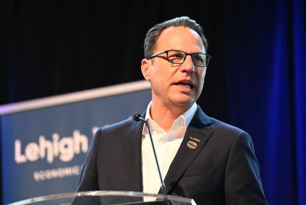 Gov. Josh Shapiro speaks during Lehigh Valley Economic Development Corp.'s annual meeting Tuesday, March 17, 2026, at SteelStacks in Bethlehem. (Amy Shortell/The Morning Call)