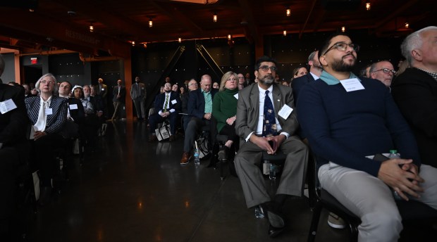 People attend the Lehigh Valley Economic Development Corp.'s annual meeting Tuesday, March 17, 2026, at SteelStacks in Bethlehem. (Amy Shortell/The Morning Call)
