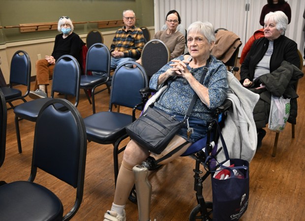 An audience listens as state Sen. Nick Miller, D-Lehigh, discuses cybersecurity threats Thursday, March 19, 2026, at Lehigh Valley Active Life in Allentown. He focused on cybersecurity threats affecting the Lehigh Valley, particularly seniors, and discussed a $250,000 grant to help Lehigh and Northampton counties enhance their cybersecurity infrastructure through a partnership with Concurrent Technologies Corp. (Amy Shortell/The Morning Call)