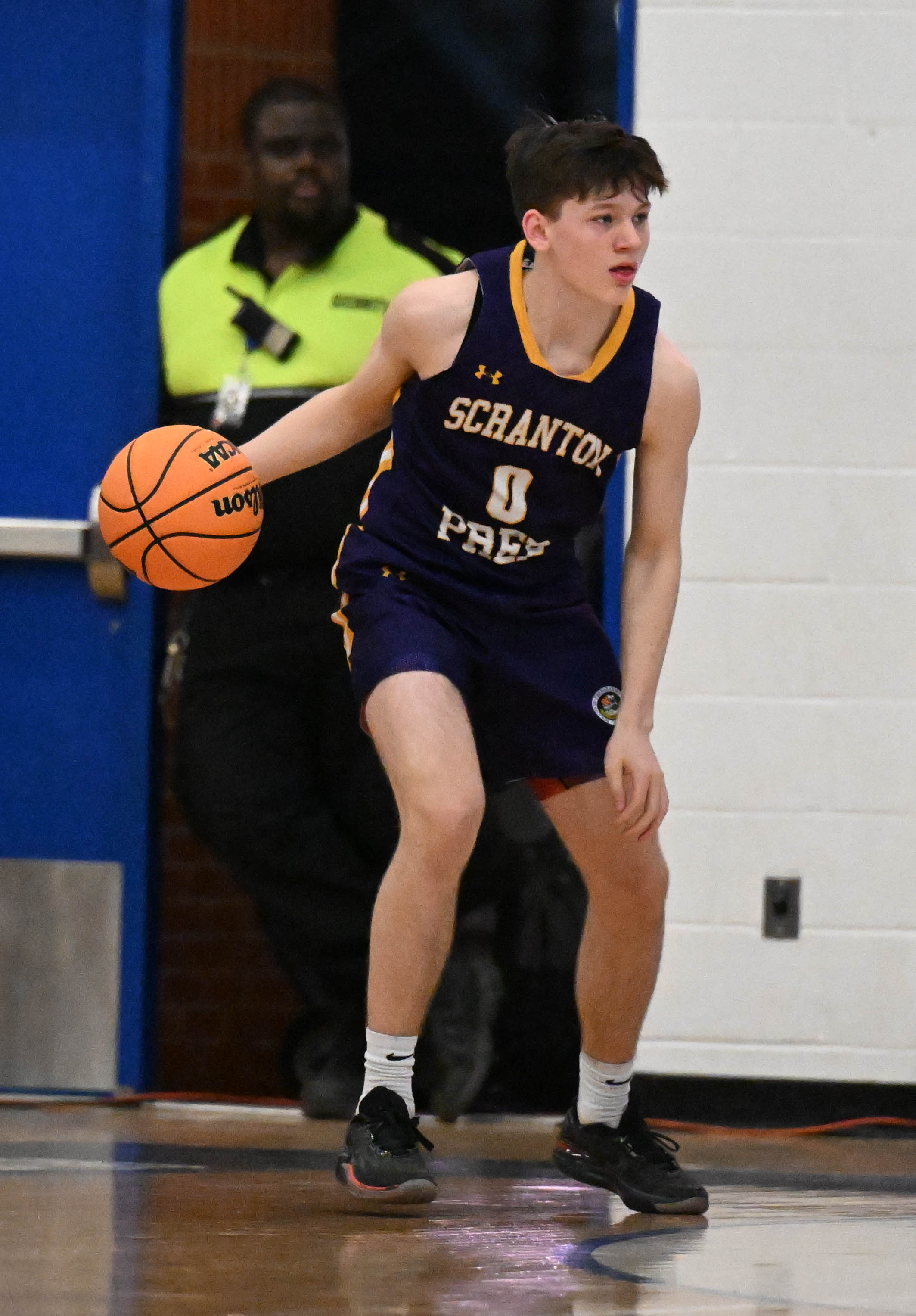 Scranton Prepâs Chicky Skiff drives down the court Tuesday, March...