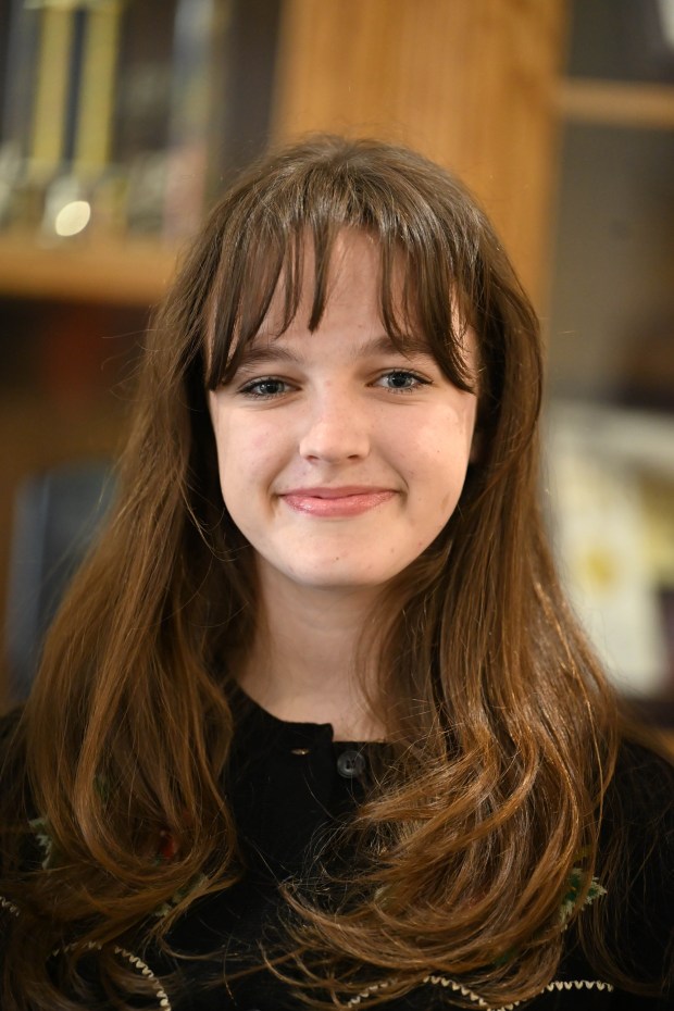 Moravian Academy student Kathryn Carolan stands at the school Thursday, Feb. 26, 2026, in Bethlehem. Carolan and three other students have been named to the inaugural class of the Villars Institute Fellowship Program, and will travel to Switzerland this summer to participate in an international symposium focused on climate change and sustainability solutions. (Amy Shortell/The Morning Call)