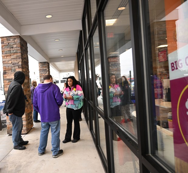 The new Wawa store and gas station undergoes its grand opening Thursday, March 12, 2026, in Whitehall Township. (Amy Shortell/The Morning Call)