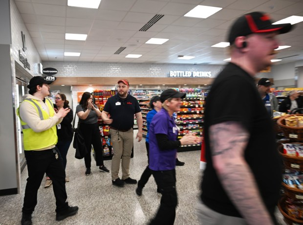 The new Wawa store and gas station undergoes its grand opening Thursday, March 12, 2026, in Whitehall Township. (Amy Shortell/The Morning Call)