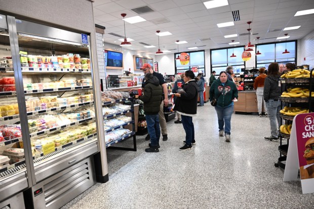 The new Wawa store and gas station undergoes its grand opening Thursday, March 12, 2026, in Whitehall Township. (Amy Shortell/The Morning Call)