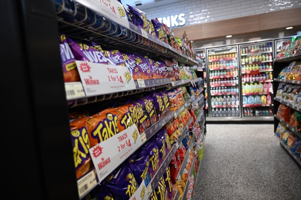 The new Wawa store and gas station undergoes its grand opening Thursday, March 12, 2026, in Whitehall Township. (Amy Shortell/The Morning Call)