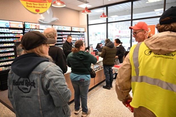 The new Wawa store and gas station undergoes its grand opening Thursday, March 12, 2026, in Whitehall Township. (Amy Shortell/The Morning Call)