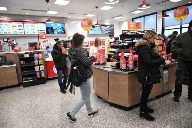 The new Wawa store and gas station undergoes its grand opening Thursday, March 12, 2026, in Whitehall Township. (Amy Shortell/The Morning Call)
