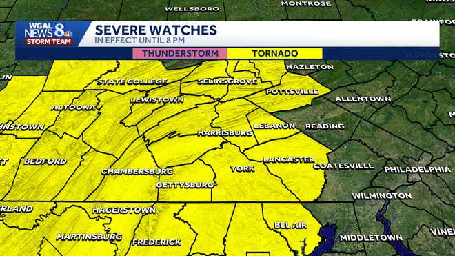 The National Weather Service has extended the area for a tornado watch in South Central Pennsylvania.