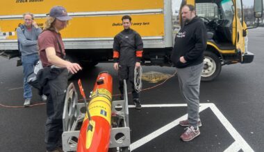 An autonomous underwater vehicle is in Lake Erie collecting important data