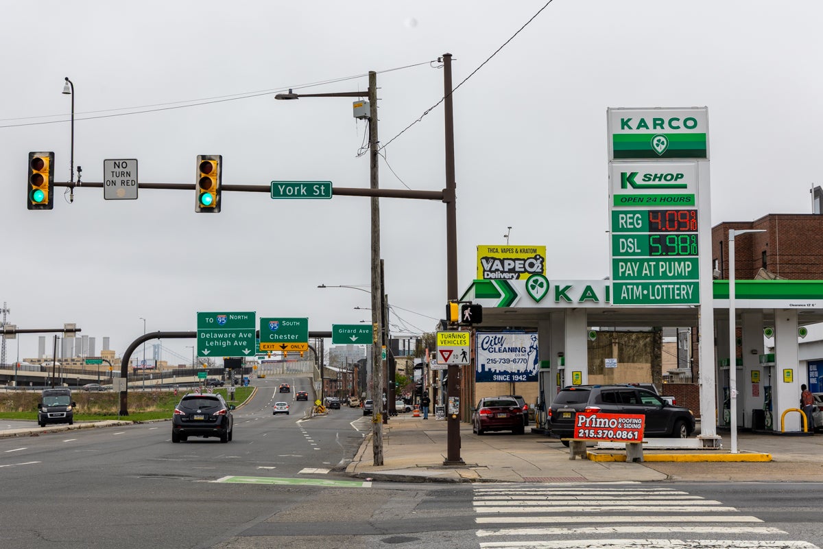 gas prices at a Philly gas station