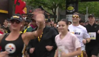 Runners brave wet start at Pittsburgh’s Draft Day 5K