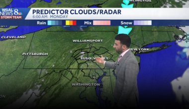 Skies clearing this evening; bright sunshine returns Monday for south-central Pennsylvania
