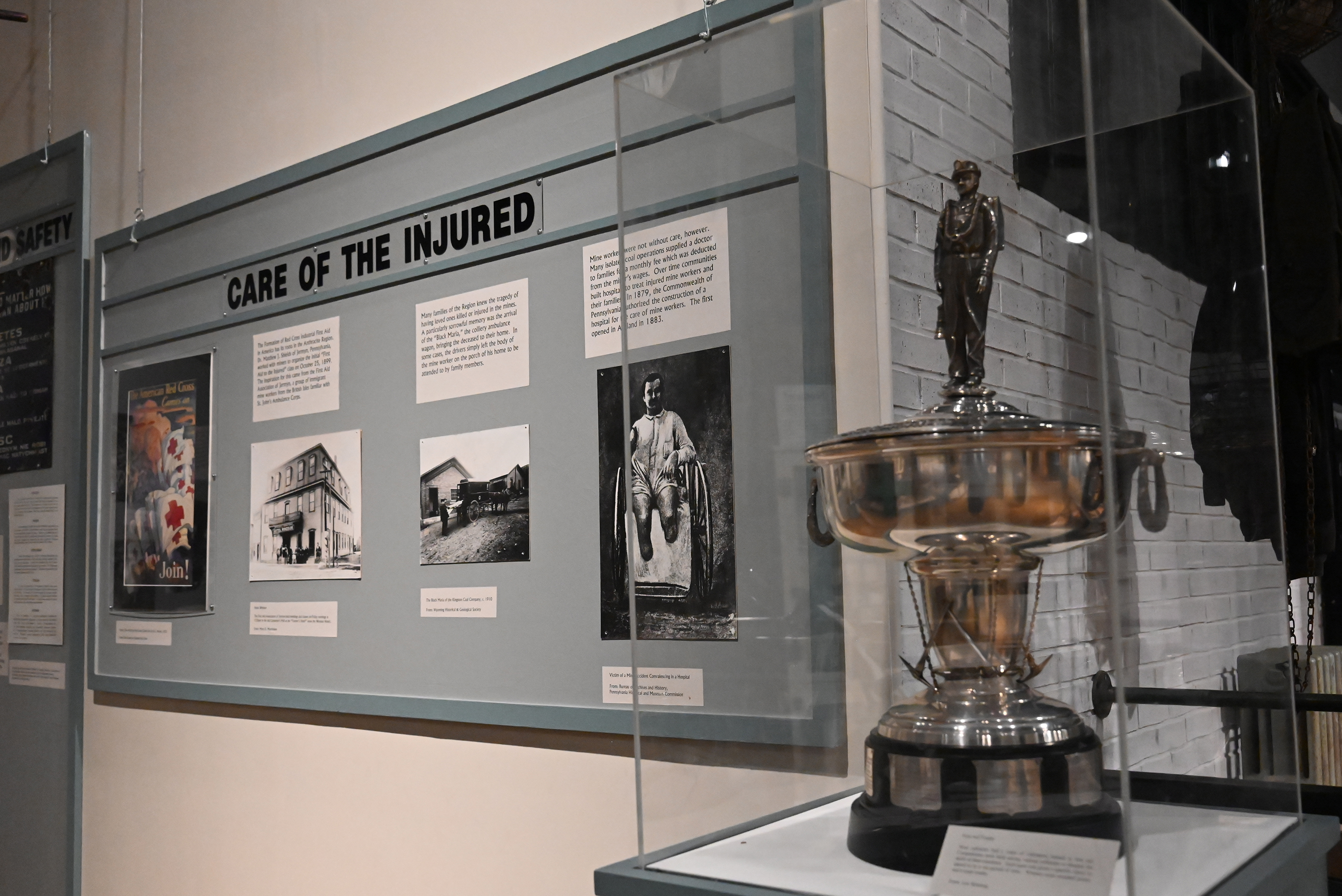 A first aid competition trophy on display at the Anthracite...
