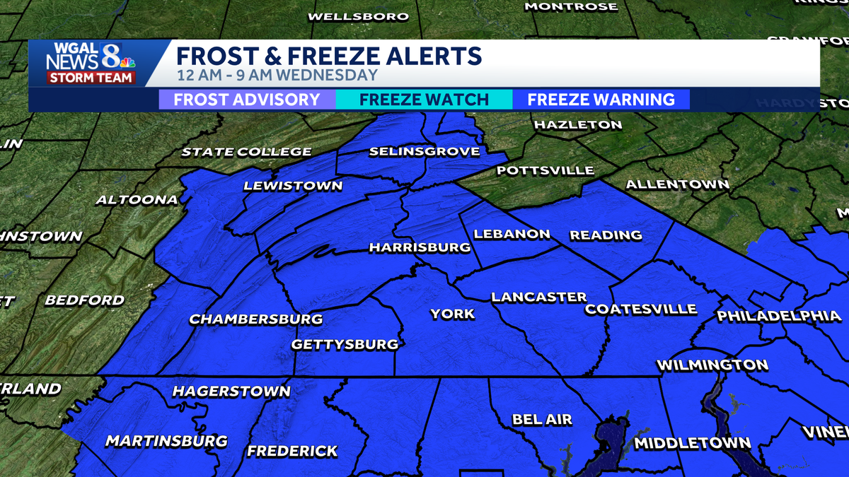 Freeze warning threatens plants, crops across south-central Pa.