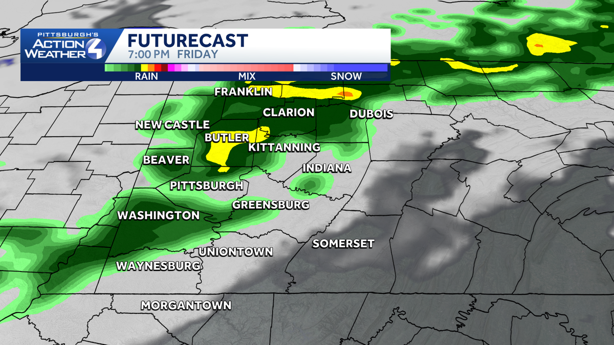 Pittsburgh: Rain showers Friday evening