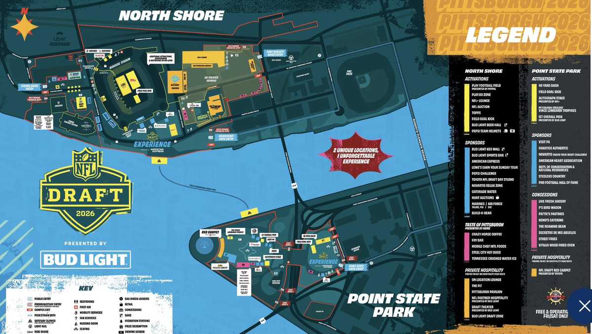 NFL releases map of draft activities in Pittsburgh