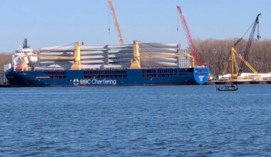 Wind turbines that filled a ship will soon head east on I-90
