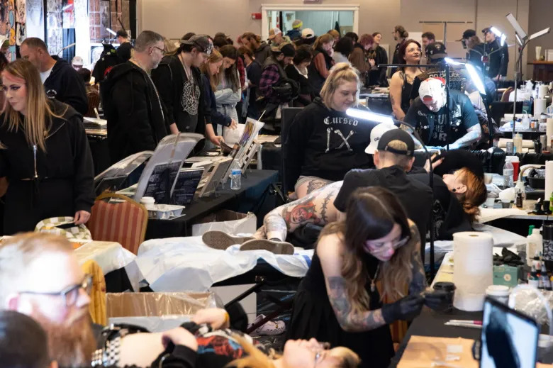 People gather at the 2024 Electric City Tattoo Convention. CHRISTOPHER...