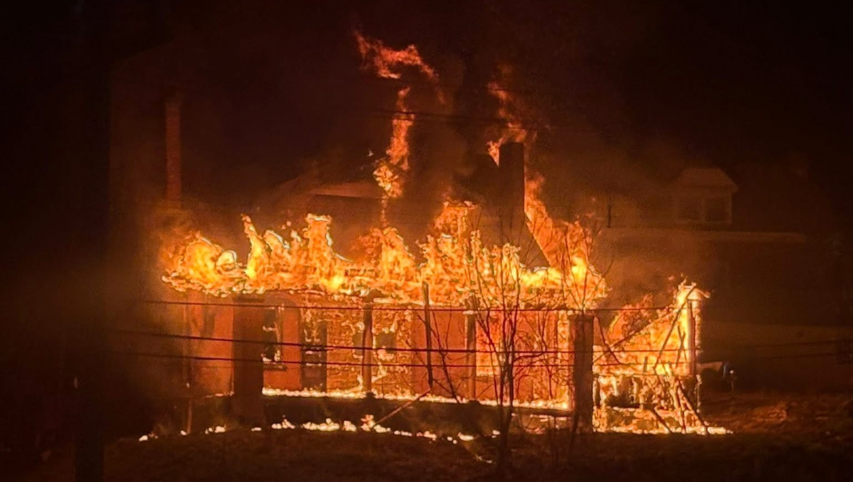 Intense flames emit from home in Pittsburgh's Overbrook
