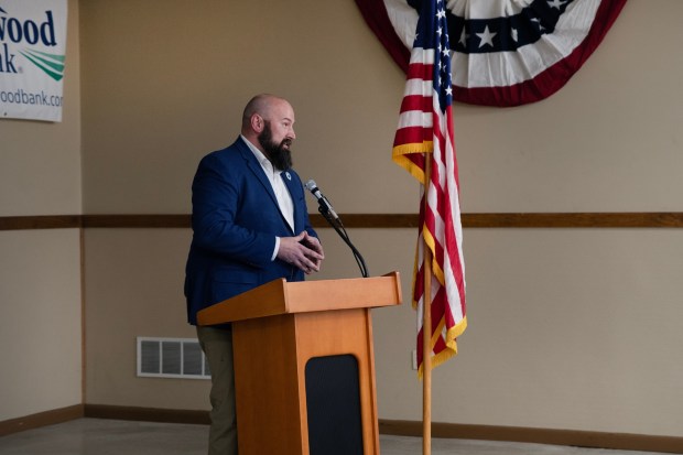 Keynote speaker Chris Davis of the Pennsylvania Department of Agriculture spoke about the importance of giving someone an opportunity during Fleetwood Bank's annual Agricultural Dinner at Oley Fair Centre on March 25. (Photo courtesy of Angela Cremer, Fleetwood Bank)