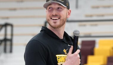 Gannon University men's basketball head coach Easton Bazzoli speaks during a ceremony celebrating the NCAA Division II men's basketball national championship inside the Highmark Events Center in Erie, Pa. on April 7, 2026. Here, a reader praises the team and thanks them for putting such a positive national spotlight on Erie.
