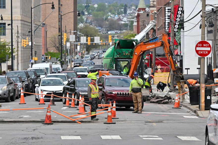 Construction is underway in downtown Scranton to improve walkability and reroute streets, as well as for economic development projects and new businesses.