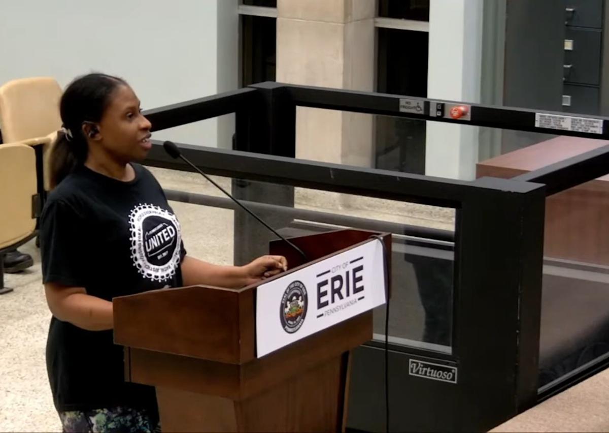 Erie's Treva Henderson spoke to Erie City Council on April 15, 2026 about affordability concerns.