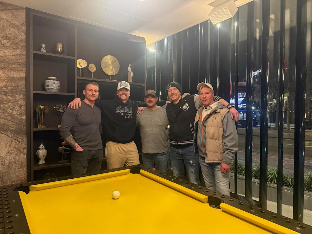 Five firefighters from the Erie Fire Department competed on the FOX gameshow "The Quiz with Balls." From left to right: Judah Gardner, Nate Gardner, Dion Larese, Micaiah Gardner and David Bowers.