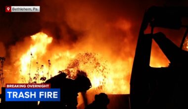 Crews battle heavy flames and smoke from trash fire in Bethlehem
