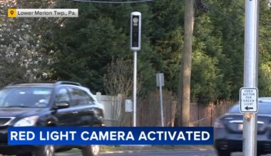 First red light camera now activated in Lower Merion Township, Pennsylvania