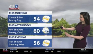 Cool pattern persists, few showers today