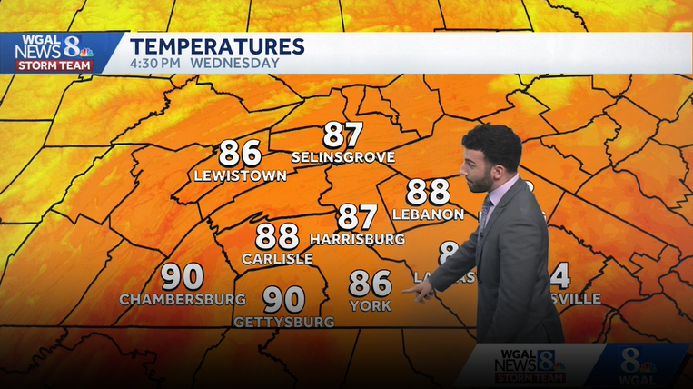 Unseasonably warm conditions persist across south-central Pennsylvania