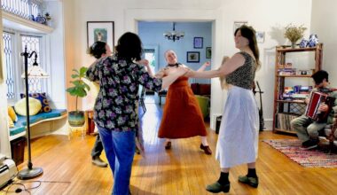 Members of Shtetl Philly dance in a living room