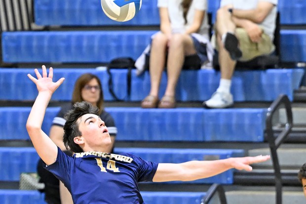 Sean Norwood supplied a team-leading 13 digs in Spring-Ford's 3-2 victory over Lower Merion on April 16, 2026. (Photo by Joe Evans/JoeEvansPictures.com)
