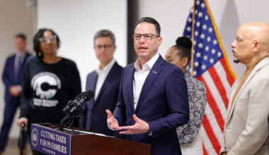 Gov. Josh Shapiro, pictured during a March event in Philadelphia, joined a lawsuit seeking to strike down President Donald Trump