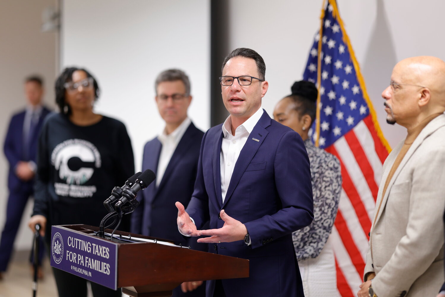 Gov. Josh Shapiro, pictured during a March event in Philadelphia, joined a lawsuit seeking to strike down President Donald Trump