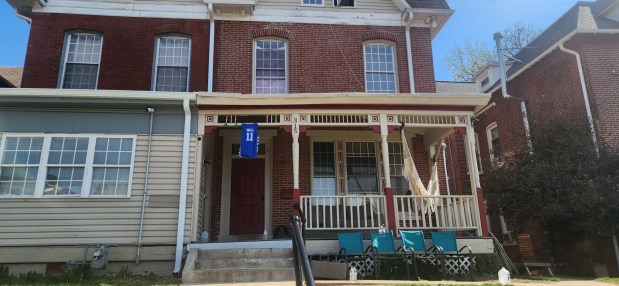The PIKE frat house where Garrett Nicolas resided. (BILL RETTEW/MEDIANEWS GROUP) 