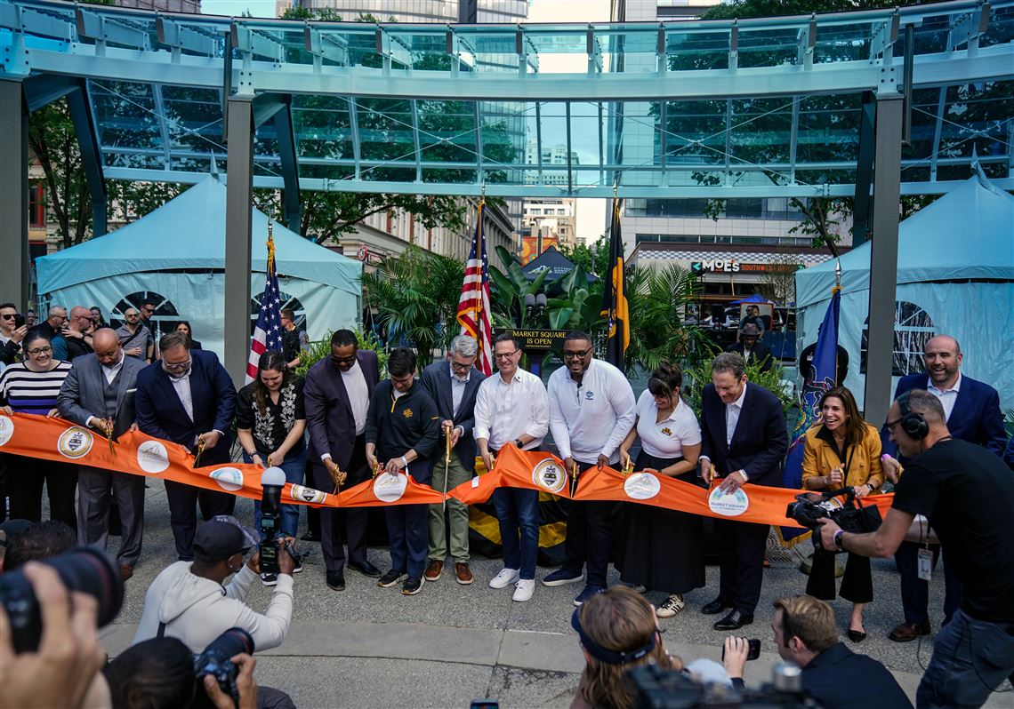 Pittsburgh's Market Square reopens after yearlong revamp on eve of NFL Draft
