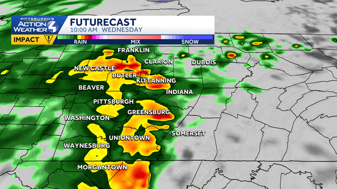 Heavy rain, and some thunder, will greet us Wednesday morning. Rain will last into the middle of the afternoon, making Wednesday an Impact Day. heavy rain, and some thunder, will greet us wednesday morning. rain will last into the middle of the afternoon, making wednesday an impact day.