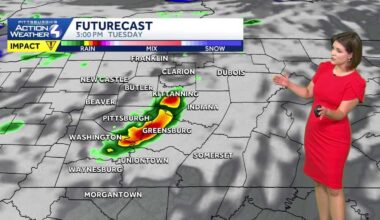 Scattered rain, storms possible north of Pittsburgh