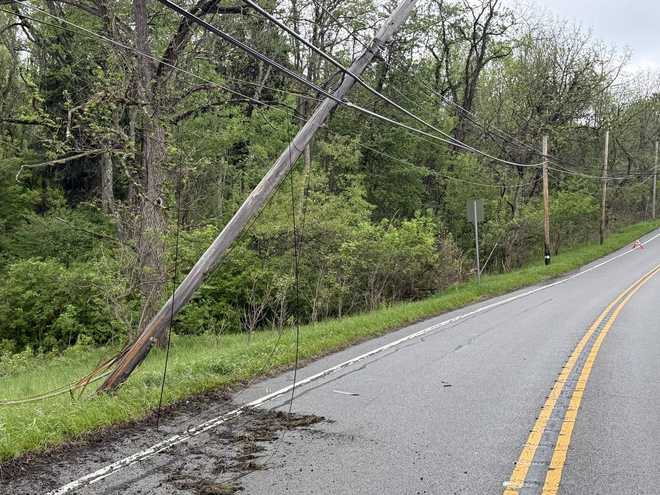 Downed pole caused by crash