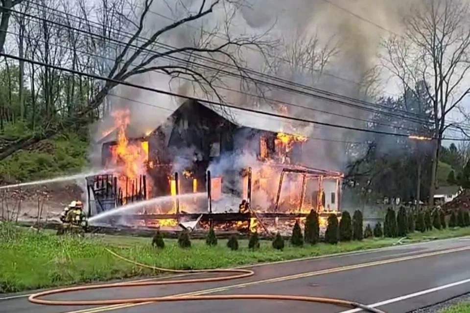 Explosion and fire in Lamar Township in Clinton County, Pennsylvania, on Sunday, April 19Credit: S. Wert