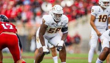 The Pittsburgh Steelers draft an offensive lineman in the first round of the NFL Draft